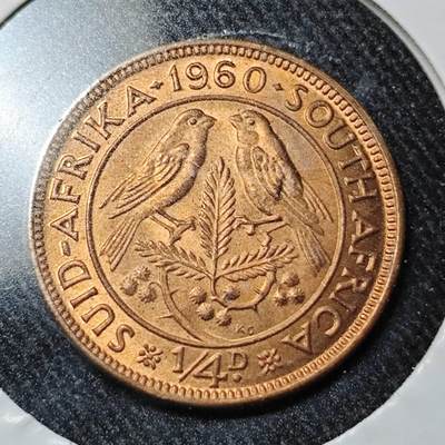 KK钱币收藏小铺  （套币 批量/好品散币 银币）专场  2月预留时间 周末发货 -  1960英属南非1/4便士铜币 好品