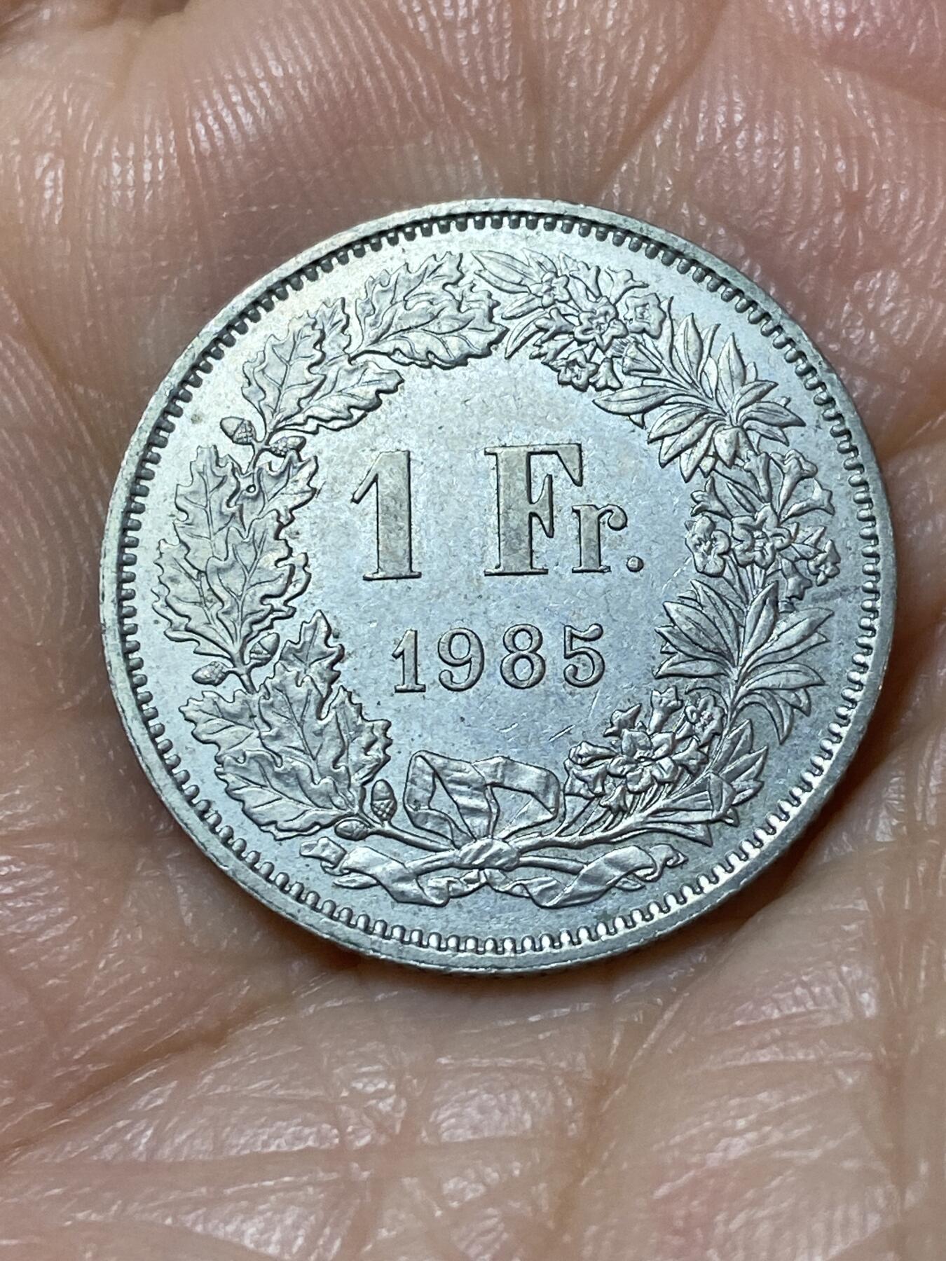 2025年第一百一十三场(总第一百三十九场）瑞士辅币专场(免佣金) 瑞士🇨🇭1985年1法郎(第六版，无标)