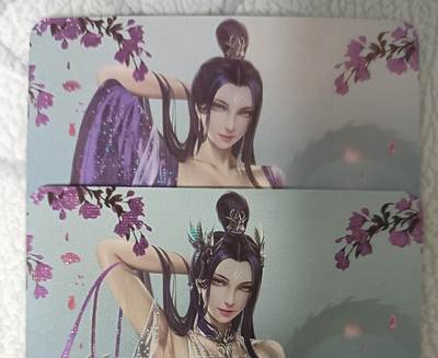 花开卡拍第43期（10月19号周日截拍，品控勿拍!!!拍品不寄存，运费5元，自制卡难免瑕疵，可能存在轻微撞角爆边等出厂瑕疵，品控介意勿拍！） - 墨卡牌 艺术卡 林紫兰对卡纱布闪