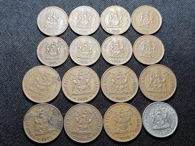 KK钱币收藏小铺  （套币 批量/好品散币 银币）专场  2月预留时间 周末发货 -  1973南非铜币散币一组16枚！可配套