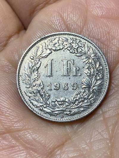 2025年第一百一十三场(总第一百三十九场）瑞士辅币专场(免佣金) - 瑞士🇨🇭1969年1法郎(第四版，B标伯尔尼或伦敦造)