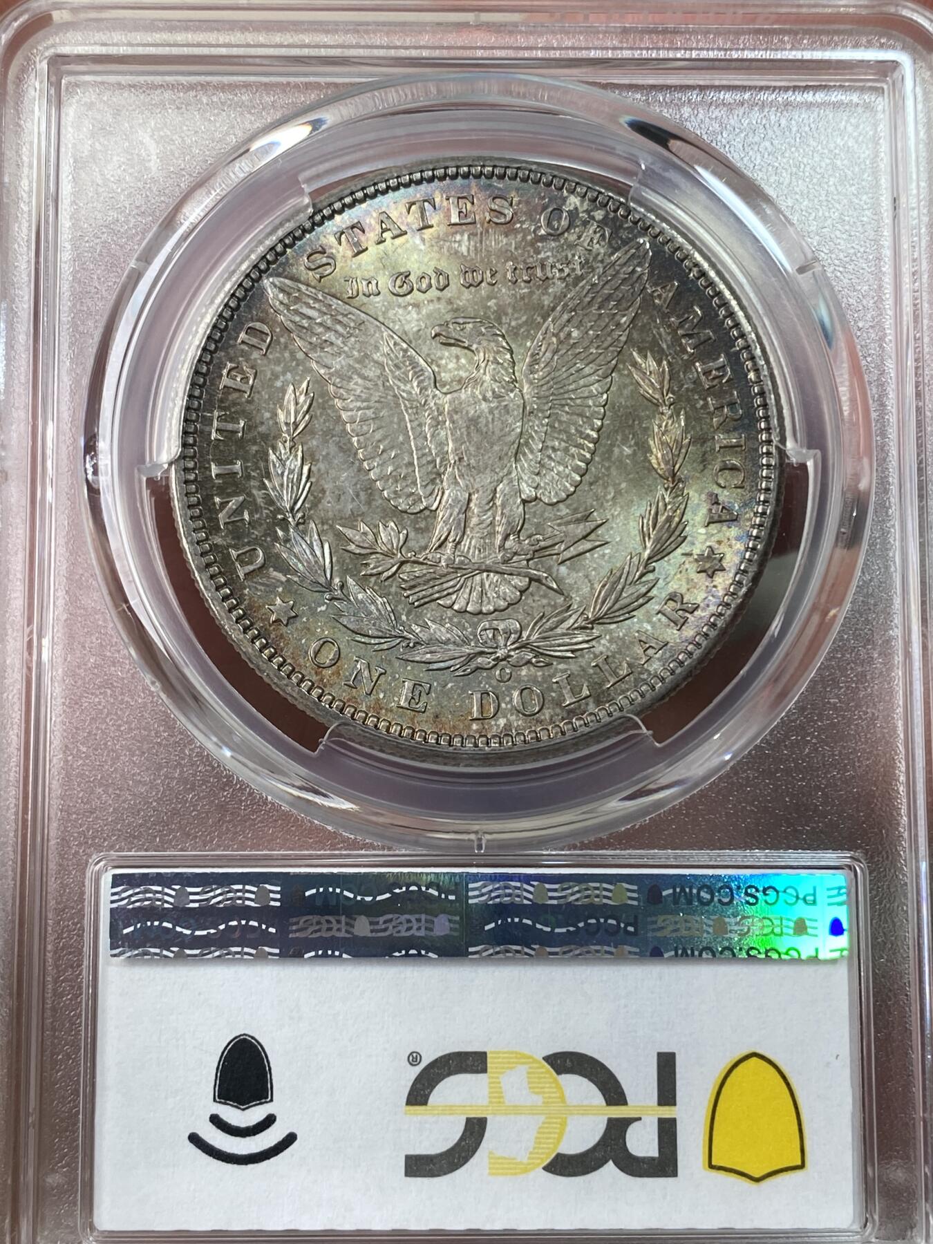 万国钱币拍卖第053期【万国秋季大拍下●周五周六两场连拍】 PCGS MS64 1898年O版美国摩根一元银币 丝滑转光 孔雀绿包浆全覆盖