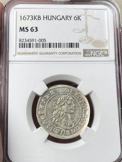 万国钱币拍卖第053期【万国秋季大拍上●周五周六两场连拍】 - NGC MS63 1673年神圣罗马帝国利奥波德一世6克洛泽银币 全深打难得原光好状态