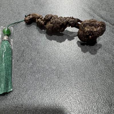 听雨轩（一） 木雕专场 - 沉香木灵芝如意手把件 10*2.5cm