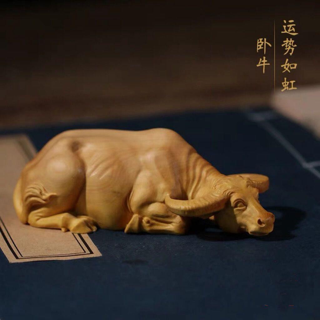 听雨轩（一） 木雕专场 崖柏木雕水牛手把件 笔搁