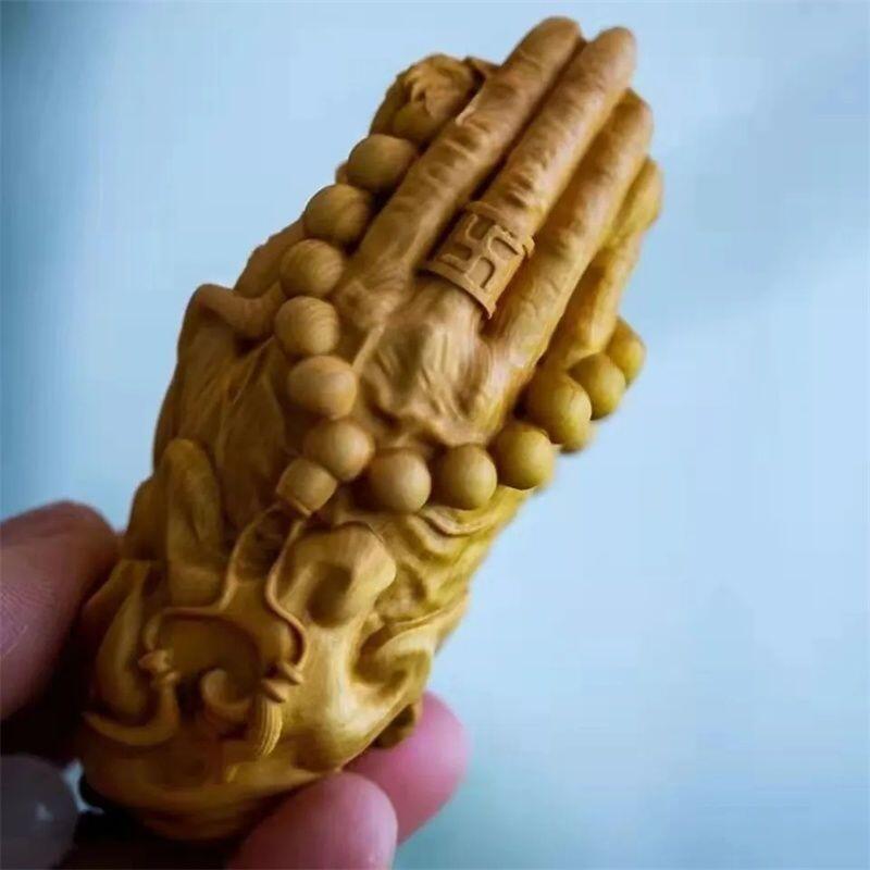 听雨轩（一） 木雕专场 崖柏木雕刻 盘龙佛手 手把件