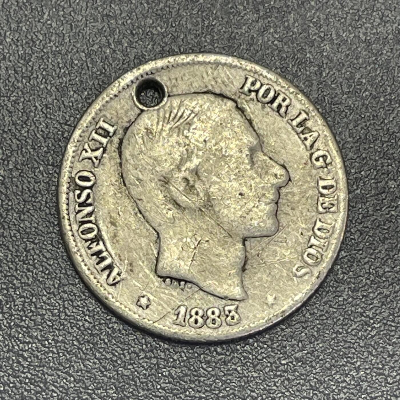 回流1019 西属菲律宾1883年10分银币 阿方索12世 克书价差品20美金起