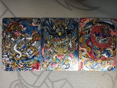 花开卡拍第43期（10月19号周日截拍，品控勿拍!!!拍品不寄存，运费5元，自制卡难免瑕疵，可能存在轻微撞角爆边等出厂瑕疵，品控介意勿拍！） - 奇点卡牌 山丘原创三妖 一套三张