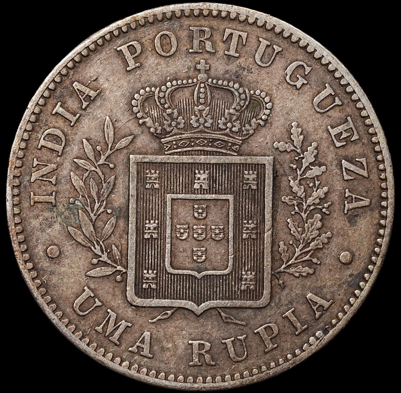 修遠堂世界钱币第八十九期 1882年葡属印度1卢比银币 少见品种 11.66g 含银91.7%