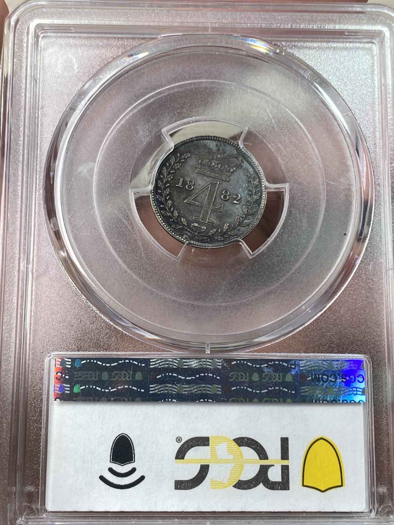 万国钱币拍卖第053期【万国秋季大拍上●周五周六两场连拍】 PCGS PL64 1882年英国维多利亚女皇濯足币4便士银币 类镜面天鹅绒彩好状态