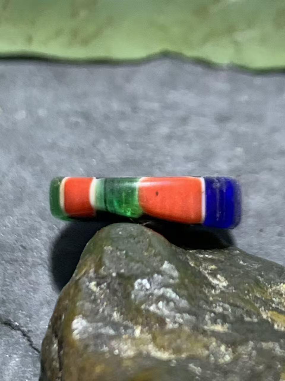 尼泊尔古法手做老琉璃珠一颗，