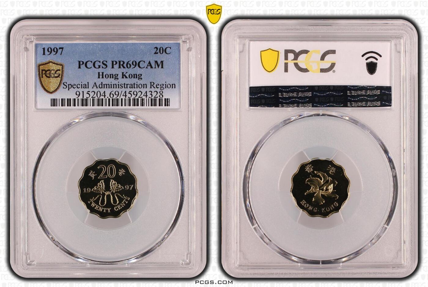 香港 1997, 全新的 纪念钞 精制币, 认证于 PCGS PR 69DCAM 6 Pieces & PCGS PR 68DCAM 1 Piece 