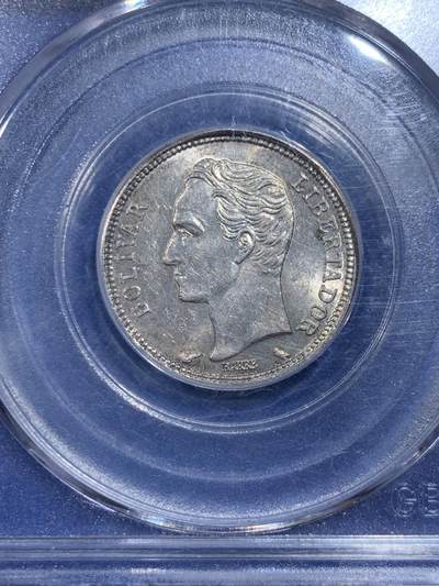 《竞宝斋》第429场 周日，周一，周二 3场连拍 （全场包邮） 两枚一组 公博 MS63 委内瑞拉1960年1玻利瓦尔银币+公博 MS65 德国1974年5马克银币-纪念联邦宪法25周年 11.2克