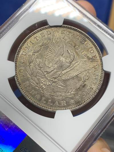 《竞宝斋》第429场 周日，周一，周二 3场连拍 （全场包邮） NGC MS61 美国1885年摩根一元银币 深包浆