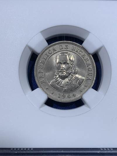 《竞宝斋》第429场 周日，周一，周二 3场连拍 （全场包邮） NGC MS65 尼加拉瓜1964年10分镍币 热门品种 唯一的亚军分 冠军分也仅1枚 MS品少见！