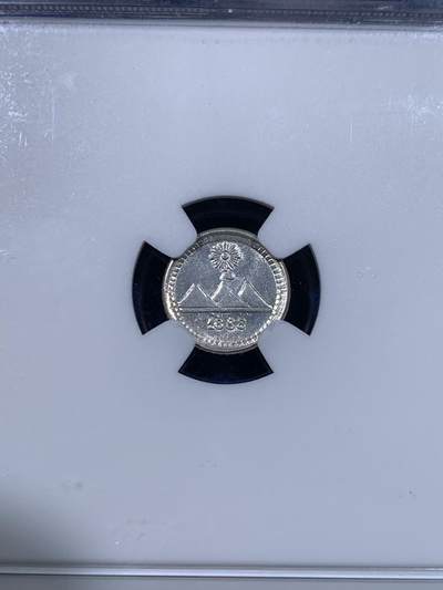 《竞宝斋》第429场 周日，周一，周二 3场连拍 （全场包邮） NGC MS63 危地马拉1888年1/4瑞尔小银币，少见品种，吉祥年份