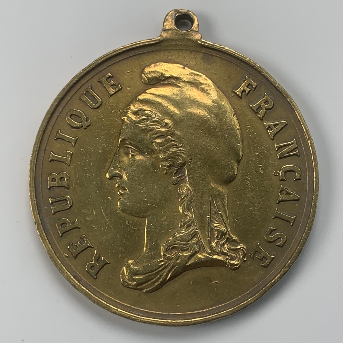掌中浮雕-藏着的欧洲第038场 1894年法国893征兵站纪念铜章，46mm，背面法语“抽签纪念”