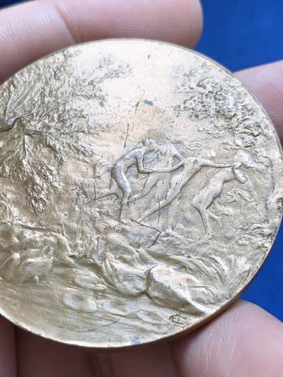 《竞宝斋》第429场 周日，周一，周二 3场连拍 （全场包邮） 《舞蹈者》纪念铜章 67.2克 50mm 丰饶角铜标