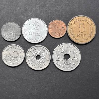 各国硬币第5期 无佣金 - 丹麦 不同7个