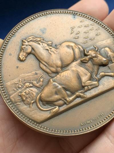 《竞宝斋》第429场 周日，周一，周二 3场连拍 （全场包邮） 法国农业部颁发纪念铜章 93.5克 58.2mm 丰饶角铜标