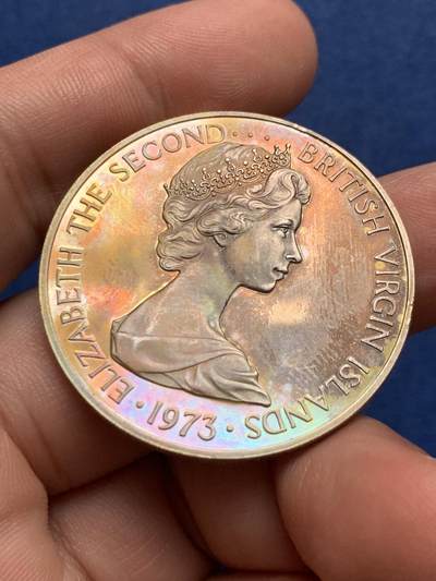 《竞宝斋》第429场 周日，周一，周二 3场连拍 （全场包邮） 英属维京群岛1973年军舰鸟1元银币