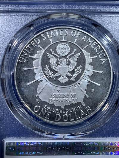 《竞宝斋》第429场 周日，周一，周二 3场连拍 （全场包邮） PCGS PR67DCAM 美国1991年总统山1元精制纪念银币 26.73g 900银