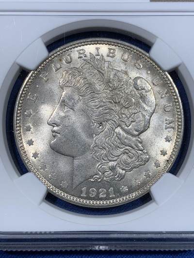 《竞宝斋》第429场 周日，周一，周二 3场连拍 （全场包邮） NGC MS64 美国 1921年 摩根1美元银币