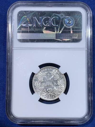 《竞宝斋》第429场 周日，周一，周二 3场连拍 （全场包邮） NGC MS62 德国1914 F版长翅膀1马克银币