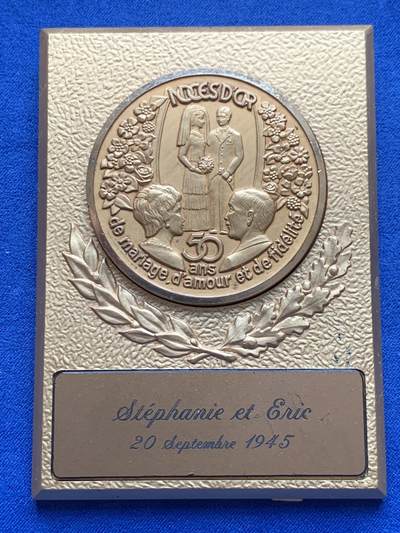 《竞宝斋》第429场 周日，周一，周二 3场连拍 （全场包邮） 五十周年结婚纪念章 总重约335.2克 100.5*72.5mm