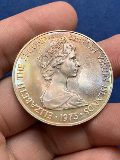 《竞宝斋》第429场 周日，周一，周二 3场连拍 （全场包邮） 英属维京群岛1973年军舰鸟1元银币