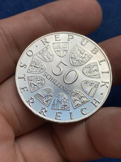 《竞宝斋》第429场 周日，周一，周二 3场连拍 （全场包邮） 奥地利1973年巴默尔故居500周年纪念50先令银币 900银 20克