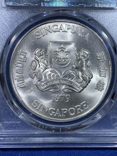 《竞宝斋》第429场 周日，周一，周二 3场连拍 （全场包邮） PCGS MS66 新加坡 1979年 雷达 10新元银币 PCGS季军分，新加坡现代银币知名品种