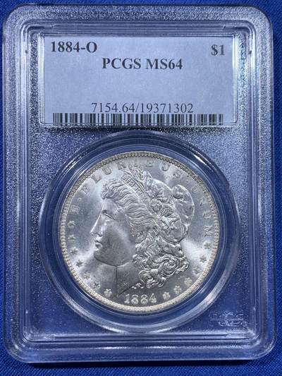 《竞宝斋》第429场 周日，周一，周二 3场连拍 （全场包邮） - PCGS MS64 美国 1884年-O版摩根1美元银币 转光强烈 底板干净