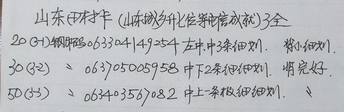 公藏第57期裸卡拍卖 山东田村卡（城乡电话升七位）3全品相钢印码见描述。