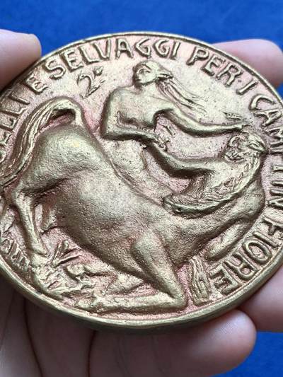 《竞宝斋》第429场 周日，周一，周二 3场连拍 （全场包邮） 人马造型 纪念章  266.9克 82mm 线条粗狂 高浮雕 大直径 重量达到了半斤