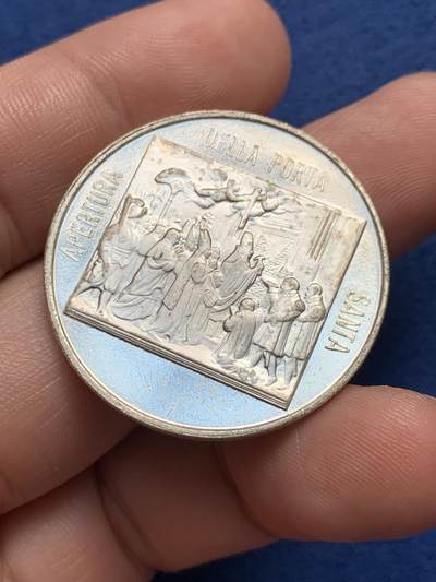 《竞宝斋》第429场 周日，周一，周二 3场连拍 （全场包邮） 教皇镀银纪念章 13.3克 34.2mm 细节见图