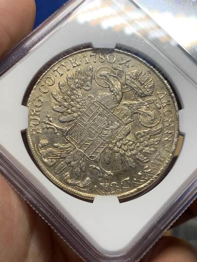 《竞宝斋》第429场 周日，周一，周二 3场连拍 （全场包邮） NGC AU 早期后铸奥匈帝国1780年大奶妈特蕾西亚1泰勒威尼斯版 1820年左右铸造 老张旧藏 标签貌似写错