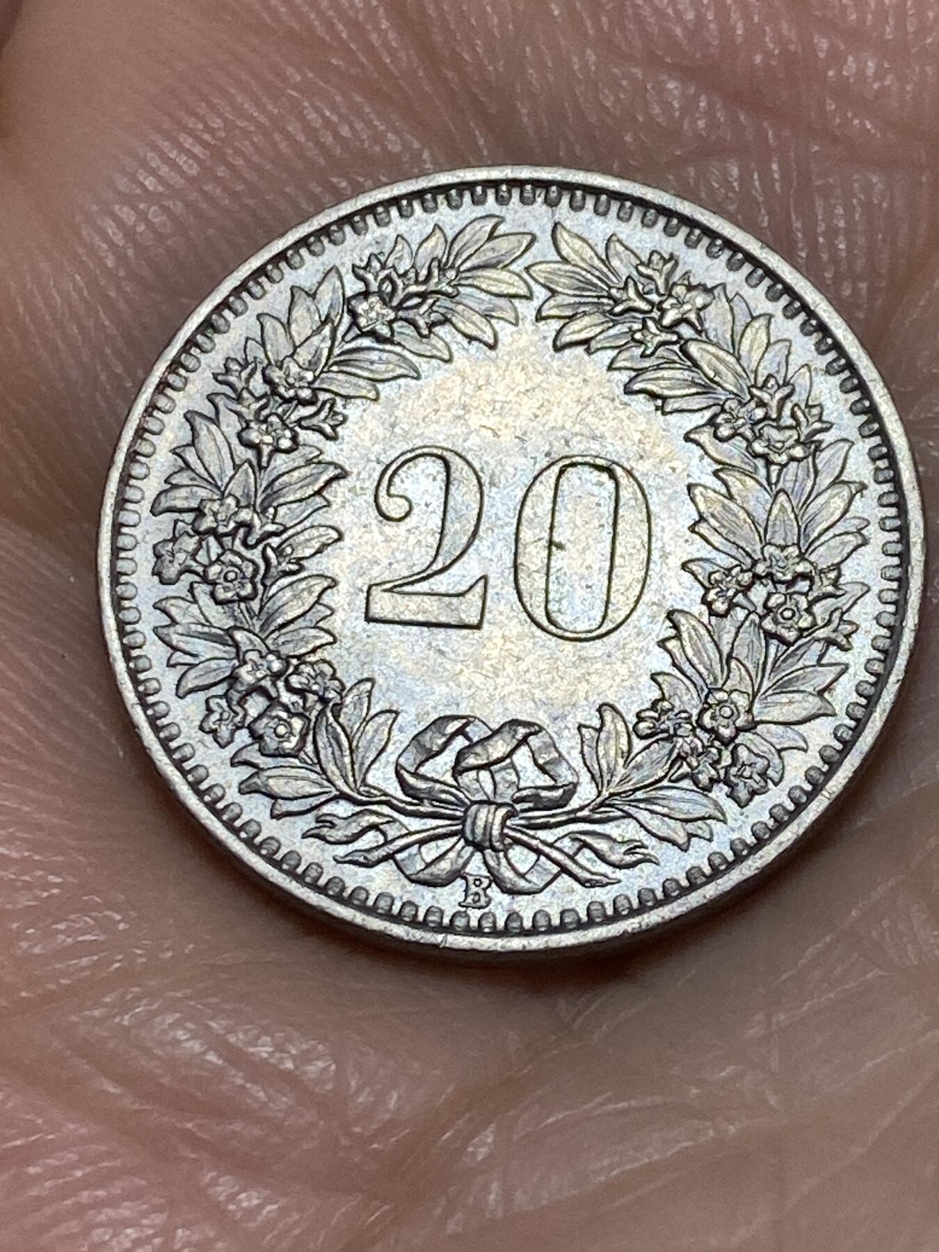 2025年第一百一十三场(总第一百三十九场）瑞士辅币专场(免佣金) 瑞士🇨🇭1964年20分(第三版，B标伯尔尼造)