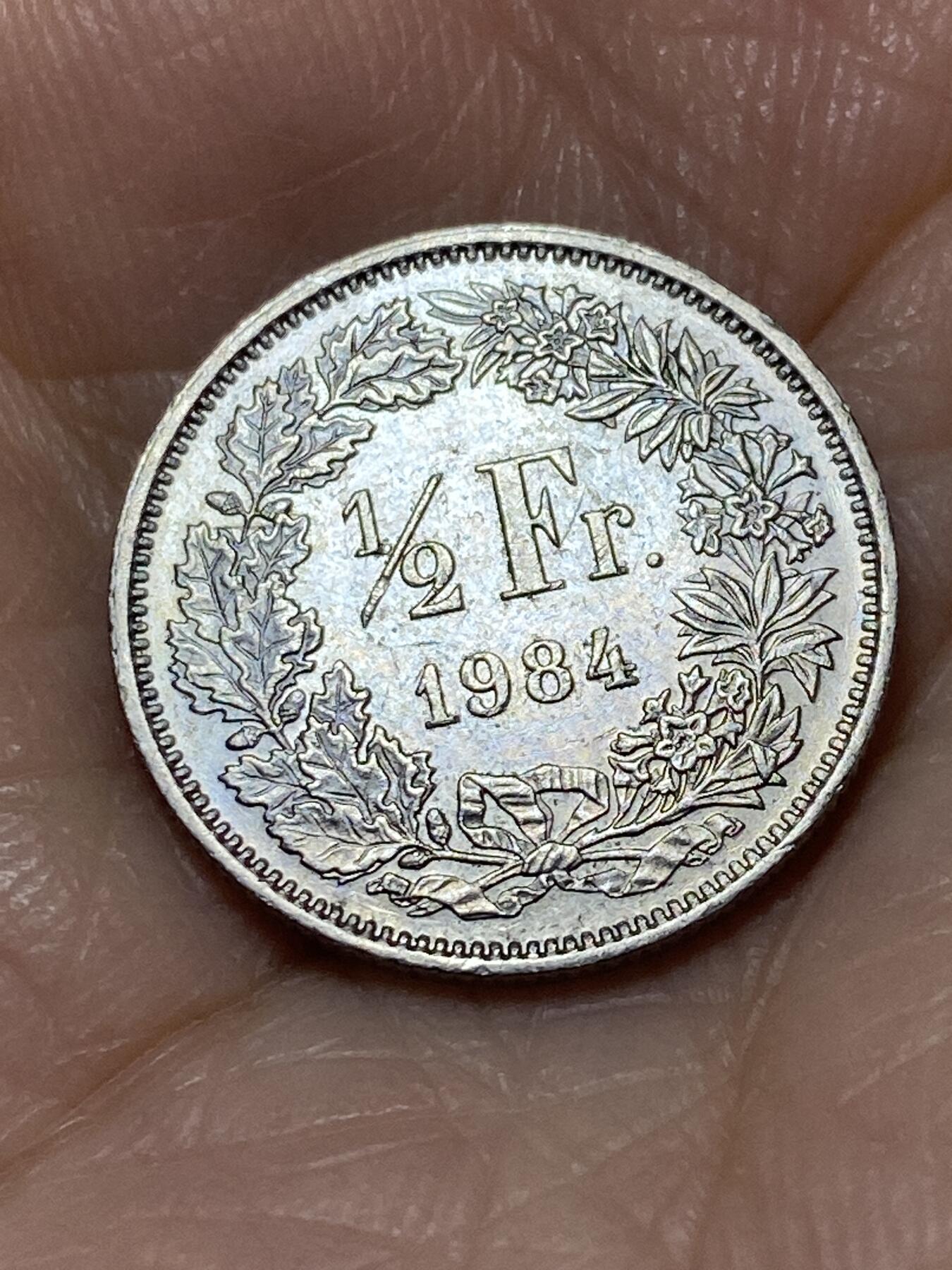 2025年第一百一十三场(总第一百三十九场）瑞士辅币专场(免佣金) 瑞士🇨🇭1984年1/2法郎(第五版，无标)