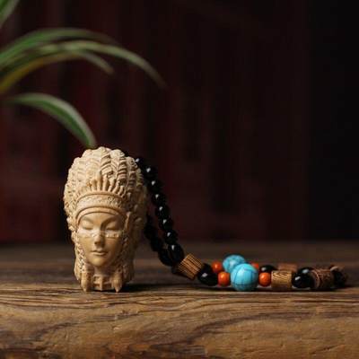 印第安人少女 木雕黄杨木摆件 印第安人少女 木雕黄杨木摆件