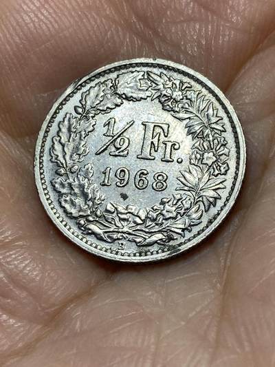 2025年第一百一十三场(总第一百三十九场）瑞士辅币专场(免佣金) - 瑞士🇨🇭1968年1/2法郎(第三版，B标伯尔尼造，首发年)