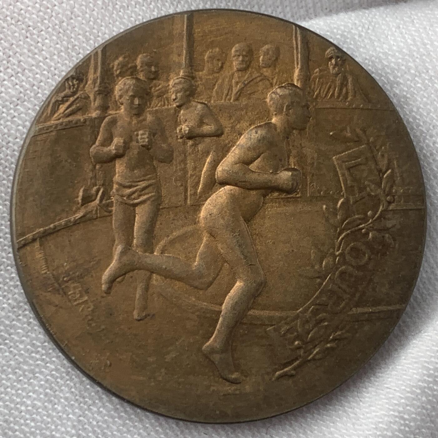 掌中浮雕-藏着的欧洲第038场 法国马拉松铜质对章，31mm/41mm