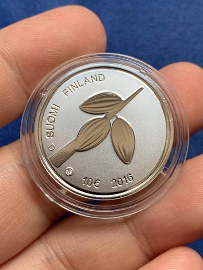 《竞宝斋》第429场 周日，周一，周二 3场连拍 （全场包邮） 芬兰2016年设计师卡尔法泽150周年10欧元磨砂精制银币 面值10欧 10克 1891年建立的法泽咖啡品牌在赫尔辛基是当地文化地标