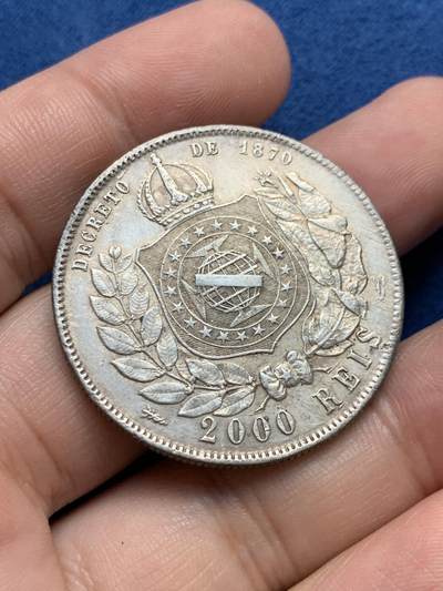《竞宝斋》第429场 周日，周一，周二 3场连拍 （全场包邮） 巴西1888年佩德罗二世2000瑞斯大银币