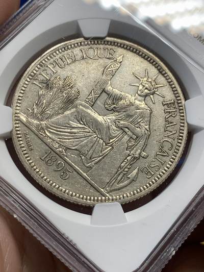 《竞宝斋》第429场 周日，周一，周二 3场连拍 （全场包邮） NGC AUD 法属印支 1895A 坐洋 1皮亚斯特 银币 加重版