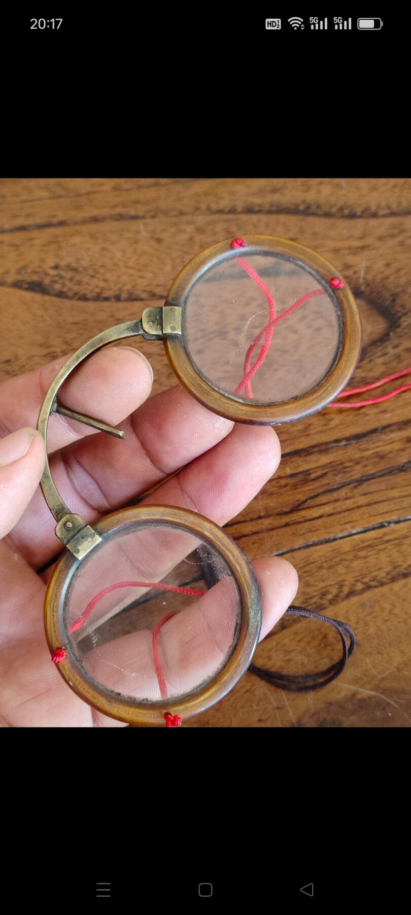 清代牛角水晶石老眼镜，古董眼镜，原装折叠顺畅，保老保真。