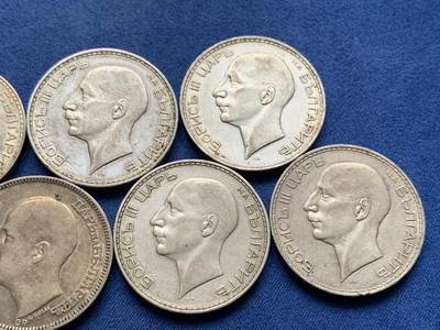 《竞宝斋》第429场 周日，周一，周二 3场连拍 （全场包邮） 七枚一组 保加利亚鲍里斯三世100列夫银币 1937年5枚+1934年1枚+1930年1枚 总重约139.3克