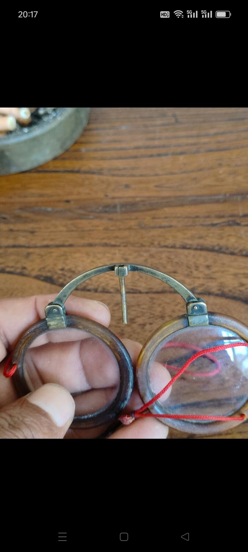 清代牛角水晶石老眼镜，古董眼镜，原装折叠顺畅，保老保真。