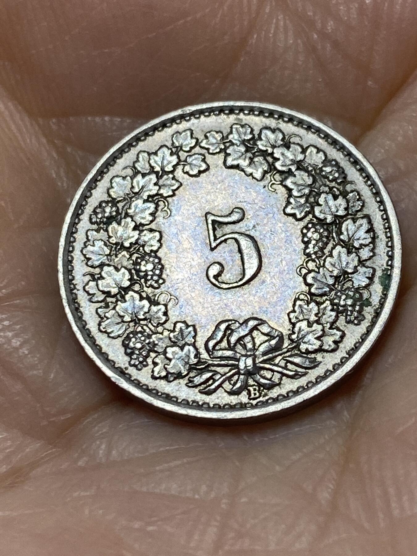 2025年第一百一十三场(总第一百三十九场）瑞士辅币专场(免佣金) 少见年份–瑞士🇨🇭1943年5分(第二版，B标伯尔尼造)