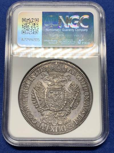 《竞宝斋》第429场 周日，周一，周二 3场连拍 （全场包邮） NGC AU58 神圣罗马帝国 1718年 查理六世泰勒大银币 奥地利大波浪神罗泰勒 原味深打 300多年的状态可藏了